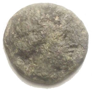 obverse: Lucania Metaponto 300-250 aC. Ae mm 14,02 g 1,72 d/ testa di Persefone a ds r/ Etnico, spiga, simbolo qBB