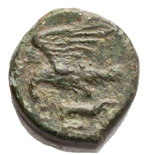 reverse: Sicily, Akragas Æ 16,1 x 16,4mm. Circa 338-317 BC. Laureate head of Zeus to left / Eagle standing to left  g 4,2. VF. Green patina