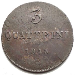 obverse: Zecche Italiane. Firenze. Leopoldo II (1824-1859). 3 quattrini 1843. Mont 394. Pag. 189. AE. g. 2.02 R. 