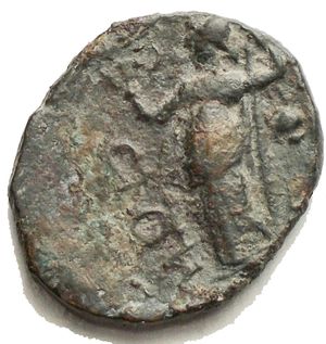 reverse: Sicily, Panormos Æ 19,38 mm. Circa 208-180 BC. Laureate head of Zeus to right / Warrior standing to left. 4.97 g Good Very Fine. Rare.
