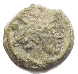 obverse: Victory series Ӕ Sextans. Central Italian mint, 211-208 BC. Head of Mercury right, two pellets above / Prow right; Victory flying right and ROMA above, two pellets below. Crawford 61/6. g 4.87, mm 18,9 x 17,2 Very Fine. Green patina