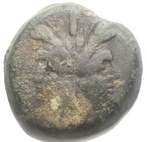 obverse: The Roman Republic. Dolphin (third) series. As ca 179-170, Æ 30,9 g. 32,7 mm. Laureate head of Janus; above, mark of value. Rev. Prow r.; above, dolphin r. Before, mark of value and below, (ROMA). Sydenham – . Crawford 160/1. Scarce. Green patina 