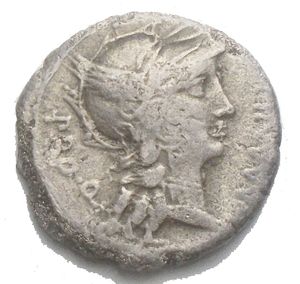 obverse: L. Manlius Torquatus and L. Cornelius Sulla AR Denarius. Military mint moving with Sulla, 82 BC. Helmeted bust of Roma right, with peaked visor, cruciform earring and necklace, hair in three locks; L MANLI before; PRO•Q behind / Sulla, togate, driving triumphal quadriga right, holding branch and reins; above, Victory flying left crowning Sulla with laurel wreath; L•SVLLA•IM in exergue. Crawford 367/5; Sydenham 757. 3.26g, 16mm