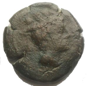 obverse: Sextans. d/ Merkur. r/ Q. MARI 6,16 g. 18,41 mm. Cr. 148/5. Syd. 367d (R5). Dunkle, olivgrüne Patina. aVF. Extremely Rare