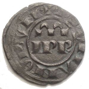 obverse: House of Hohenstaufen (1194-1268), Frederick II (King of Sicily, 1198–1250; King of Germany, 1212-1220; Emperor, 1220-1250), Denaro, Messina or Brindisi, After 1245; BI (g 0,91; mm 17,17); + F ROMANORVM, in field, IPR, Rv. + IERSL ET SICIL R, cross with four crescents. Spahr 135; MEC XIV, 560-561; Travaini, 40. a EF