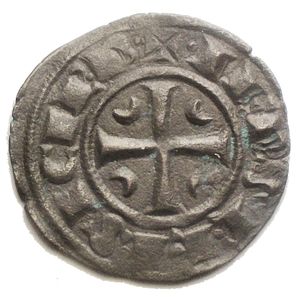 reverse: House of Hohenstaufen (1194-1268), Frederick II (King of Sicily, 1198–1250; King of Germany, 1212-1220; Emperor, 1220-1250), Denaro, Messina or Brindisi, After 1245; BI (g 0,91; mm 17,17); + F ROMANORVM, in field, IPR, Rv. + IERSL ET SICIL R, cross with four crescents. Spahr 135; MEC XIV, 560-561; Travaini, 40. a EF