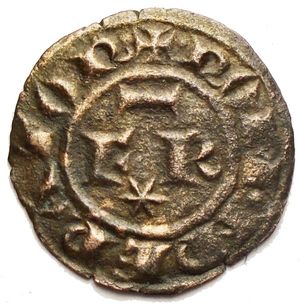 obverse: House of Hohenstaufen (1194-1268), Frederick II (King of Sicily, 1198–1250; King of Germany, 1212-1220; Emperor, 1220-1250), Denaro, Brindisi or Messina, 1247-1248; BI (g 0,69; mm 16,8 x 17,2); + ROM IPERATOR, in field, FR; above horizontal segment, below, star, Rv. + R IERSL’ ET SICIL’, celtic cross. Spahr 143; MEC XIV, 565-566; Travaini 44. Good VF - aEF