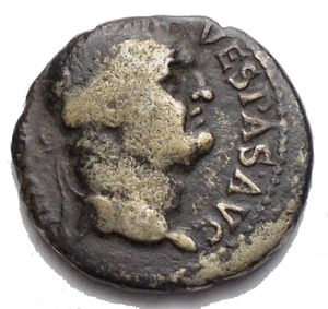 obverse: Vespasian. AD 69-79. AR Denarius (16.97mm, 3.04 g). Ephesus mint. Struck AD 69-70. Laureate head right / AVG within oak wreath. RIC II.1 1399; RPC II 808; RSC 37. Scratches. Good F /aVF.