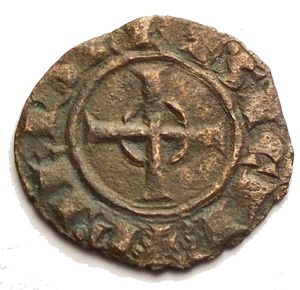 reverse: House of Hohenstaufen (1194-1268), Frederick II (King of Sicily, 1198–1250; King of Germany, 1212-1220; Emperor, 1220-1250), Denaro, Brindisi or Messina, 1247-1248; BI (g 0,59; mm 15,2 x 16,1); + ROM IPERATOR, in field, FR; above horizontal segment, below, star, Rv. + R IERSL’ ET SICIL’, celtic cross. Spahr 143; MEC XIV, 565-566; Travaini 44. Good VF 