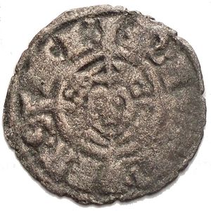 obverse: Brindisi Federico II (1198-1250) Denaro del 1239. D/ Testa coronata frontale di Federico. R/ Croce. Sp.121. MI, 0.45 g