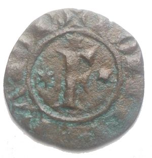 obverse: House of Hohenstaufen (1194-1268), Frederick II (King of Sicily, 1198–1250; King of Germany, 1212-1220; Emperor, 1220-1250), Denaro, Messina or Brindisi, 1249; BI (g 0,80; mm 15,1); + ROM INPERATOR, in field F with three stars, Rv. + R IERSL ET SICIL, cross with four pellets. Spahr 148; MEC XIV, 570-571; Travaini 48. 