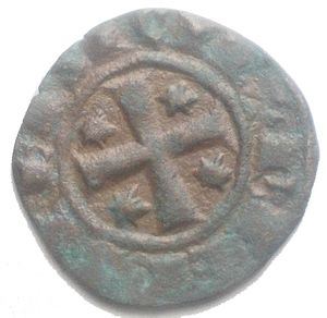 reverse: House of Hohenstaufen (1194-1268), Frederick II (King of Sicily, 1198–1250; King of Germany, 1212-1220; Emperor, 1220-1250), Denaro, Messina or Brindisi, 1249; BI (g 0,80; mm 15,1); + ROM INPERATOR, in field F with three stars, Rv. + R IERSL ET SICIL, cross with four pellets. Spahr 148; MEC XIV, 570-571; Travaini 48. 