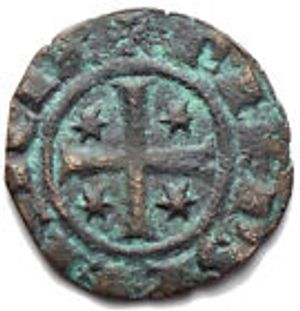 reverse: House of Hohenstaufen (1194-1268), Frederick II (King of Sicily, 1198–1250; King of Germany, 1212-1220; Emperor, 1220-1250), Denaro, Messina or Brindisi, 1249; BI (g 0,88; mm 15,28); + ROM INPERATOR, in field F with three stars, Rv. + R IERSL ET SICIL, cross with four pellets. Spahr 148; MEC XIV, 570-571; Travaini 48. Very Fine