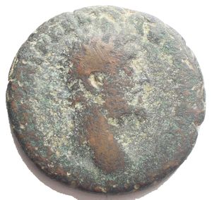 reverse: Commodus. AD 177-192. Æ As (25.2 mm, 9.08 g). Rome mint. Struck AD 190. Laureate head right / Commodus as founder, veiled and togate, plowing right with two oxen. RIC III 570; MIR 18, 795-9-30. Green and brown patina