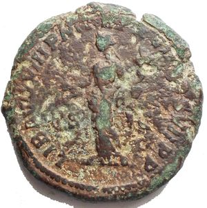reverse: Commodo 177-192. Ae Asse. d/ Busto a ds r/ LIB AVG VIII P..........COS III PP g 13.55, mm 25.7 x 26.2. qBB. Patina verde rossa