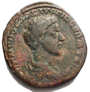 obverse: COMMODUS, as Caesar. 166-177 AD. Æ As (24.9 x 26.01mm, 10.55 g). Struck 175-176 AD. Bare-headed, draped, and cuirassed bust right / Spes standing left, holding flower and raising hem of skirt. RIC III 1545; MIR 18, -; Cohen 710 var. (no cuirass). Near VF