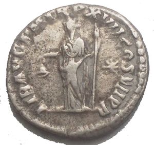 reverse: COMMODUS. Denarius. (Ar. 2.72g / 17.56mm). 192 AD Rome. (RIC 241). d/ laureate head on the right, around legend: L AEL AVREL COMM AVG P FEL. r/ Libertas standing on the left carrying scepter and pileo, star in front, around legend: LIB AVG PM TR P XVII COS VII P P. Very Fine. Untouched