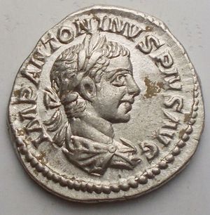 obverse: Roman Imperial Elagabalus, 218-222. Denarius (Silver, 18.7 x 19.3 mm, 3.04 g), Rome, 220-222. IMP ANTONINVS PIVS AVG Laureate and draped bust of Elagabalus to right, seen from behind. Rev. LIBERTAS AVG Libertas standing front, head to left, holding pileus in her right hand and scepter in her left; in field to right, star. BMC 220. Cohen 92. RIC 107. Nearly extremely fine.