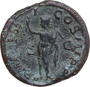 reverse: Severus Alexander (222-235). AE Dupondius, Rome mint, 232 AD. Obv. IMP ALEXANDER PIVS AVG. Bust of Severus Alexander, radiate, draped over left shoulder, right. Rev. P M TR P XI COS III P P S C. Sol, radiate, head left, standing front, raising right hand and holding whip in left hand. RIC IV Severus Alexander 526. AE. 10.43 g. 25.00 mm. Partly pale green patina. VF.
