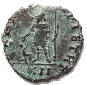 reverse: GALLIENUS 253-268. Antoninianus 2,39g. Rome, 265-267. GALLIENVS AVG Radiate head of Gallienus to right. Rev. CONSERVAT PIETAT / XII Emperor standing front, head to left, extending his right hand and holding long scepter in his left; at his feet to left, small figure kneeling right. MIR 648a. Good very fine.