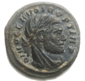 obverse: Divus Claudius II Gothicus. Died AD 270. Æ Follis (g 1,63. mm 15,95). Rome mint. Commemorative issue under Constantine I, AD 317-318. DIVO CLAVDIO OPTIM P, Laureate and veiled head right / Lion advancing right. Good VF. Rare.