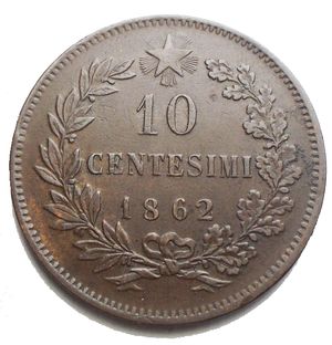 reverse: Vittorio Emanuele II 10 centesimi 1862 SSZ  Nc