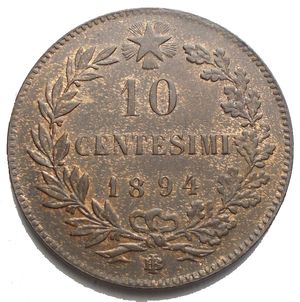 reverse: Umberto I 10 centesimi 1894 BI