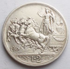 reverse: Vittorio Emanuele III 2 lire 1916 Ag
