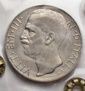 obverse: Vittorio Emanuele III 10 lire 1929 ** Ag BB+ NC  sigillata BB-SPL