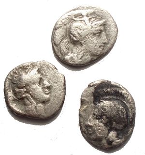 obverse: Magna Grecia Insieme di 3 dioboli in Ag
