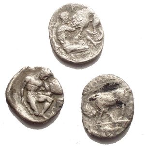 reverse: Magna Grecia Insieme di 3 dioboli in Ag