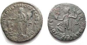 reverse: Massimiano Erculeo (286-310) Lotto di 2 Follis