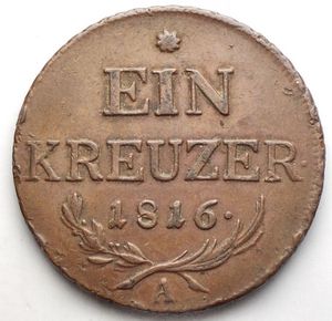 obverse: Austria 1 kreuzer, 1816