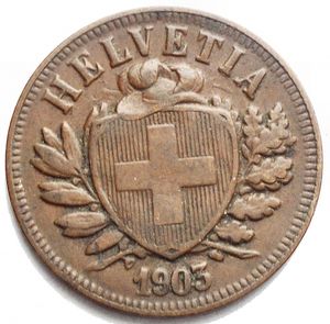 reverse: Svizzera. 2 Rappen 1903