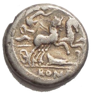 reverse: Repubblica Romana denario fourree gr 2,51 mm 16
