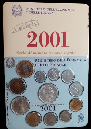 obverse: REPUBBLICA ITALIANA serie annuale 1999 e 2001