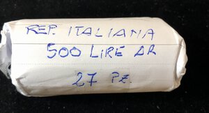 obverse: REPUBBLICA ITALIANA - 500 Lire x 27 pezzi
