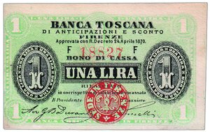 obverse: BANCA TOSCANA - 1 Lira F 18827.
