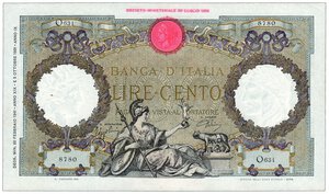 obverse: REGNO D ITALIA - 100 Lire