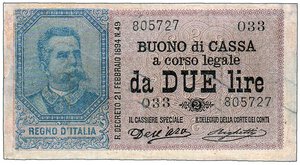 obverse: REGNO D ITALIA - 2 Lire 1894