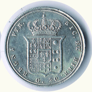 reverse: NAPOLI - Ferdinando II - Tarì da 20 Gr. 1854 - Piccola mancanza da conio tra i capelli.