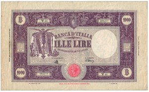 obverse: LUOGOTENENZA – Banca d’Italia - 1.000 Lire M grande - W 44 - Decr. 30/11/1944.