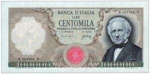 obverse: REPUBBLICA ITALIANA - 100.000 Lire 
