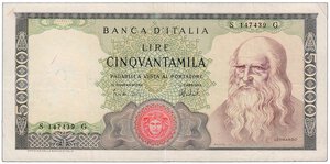 obverse: REPUBBLICA ITALIANA - 50.000 Lire 