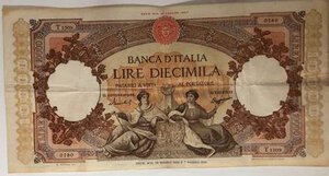obverse: REPUBBLICA ITALIANA - 10.000 Lire 1958