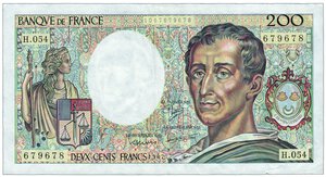 obverse: FRANCIA - Repubblica - 200 Francs 1987