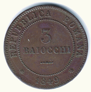 obverse: BOLOGNA - II Repubblica Romana 1849 - 3 Baiocchi (3 piatto).