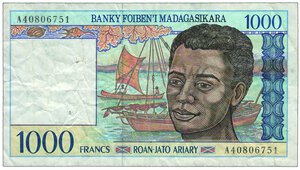 obverse: MADAGASCAR - 1.000 Fr.