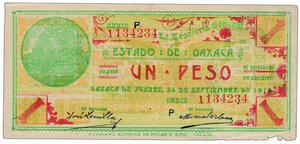 obverse: MESSICO - Oaxaca - Peso 1915