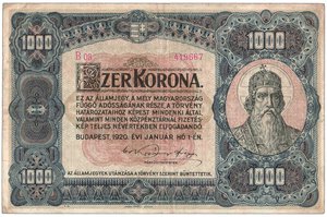 obverse: UNGHERIA - 1.000 Korona 1920.